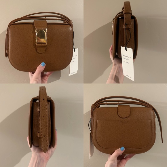 senreve | cadence crossbody in pebbled / chestnut / gold ↷ - Picture 10 of 16